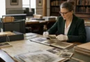 Архивист сопоставляет старые фотографии и документы для проверки исторического результата