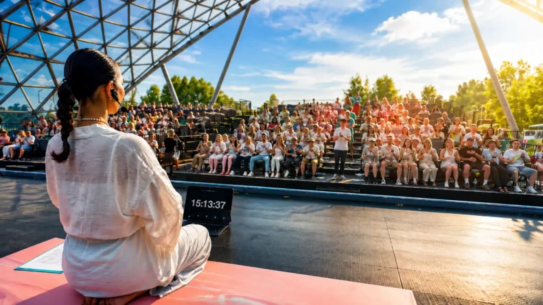Массовый урок дыхательной практики «Энергодыхание» на острове Татышев в Красноярске