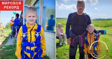 Лев Ханин — самый юный парашютист из России