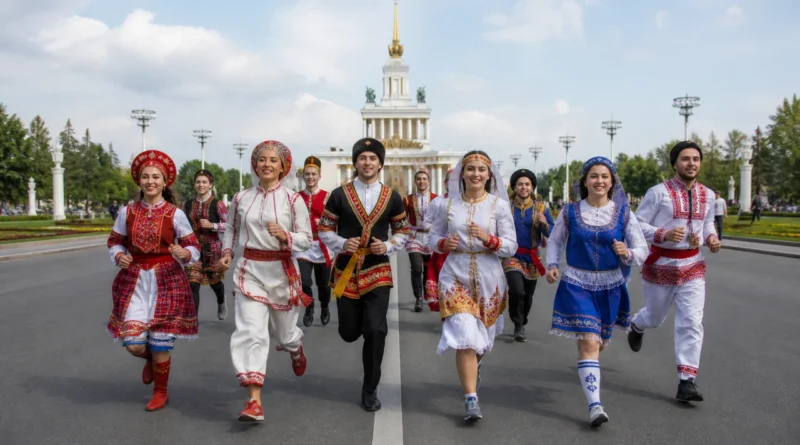 Участники забега в традиционных национальных костюмах