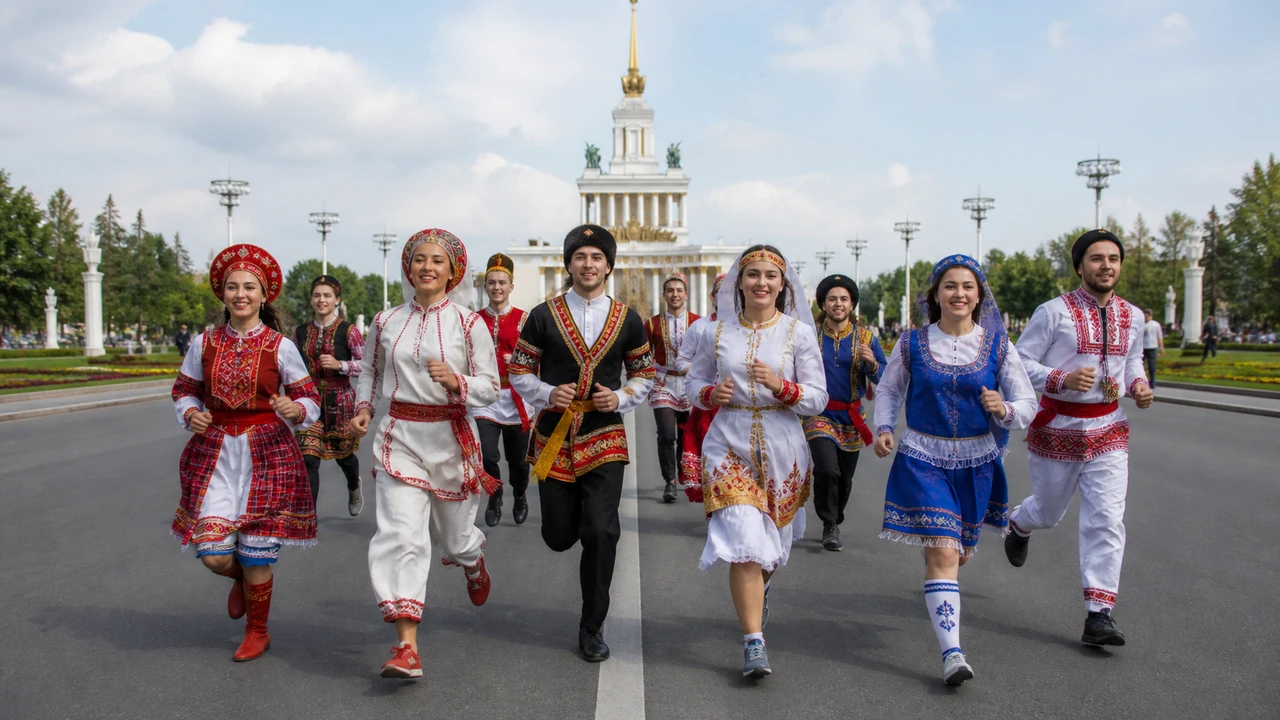 Участники забега в традиционных национальных костюмах
