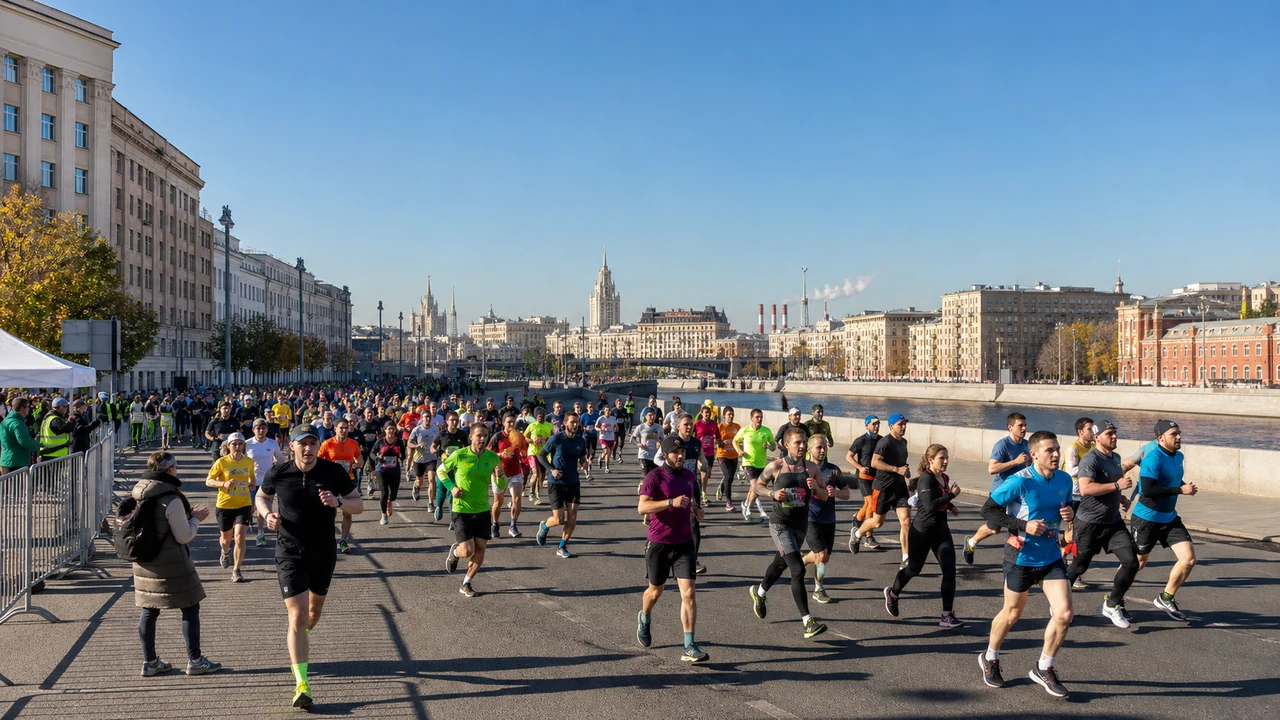 Массовый беговой старт в Москве