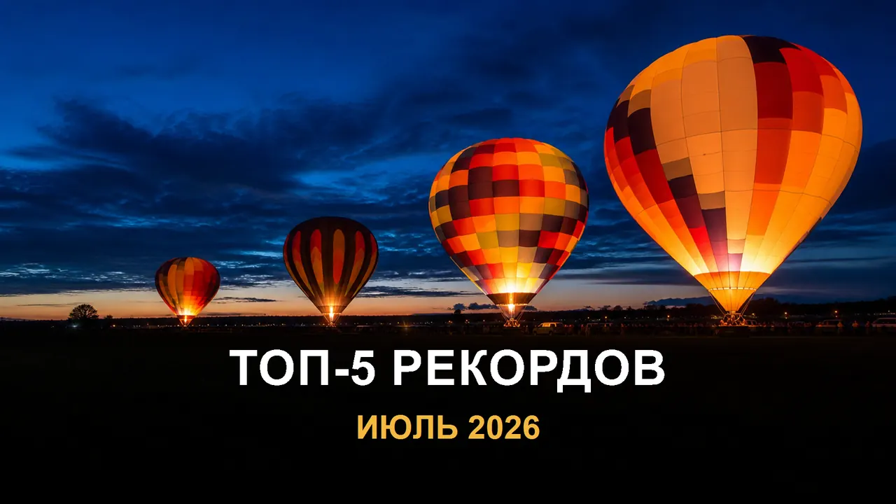 Топ-5 рекордов июля 2026 года — аэростаты и яркие достижения России